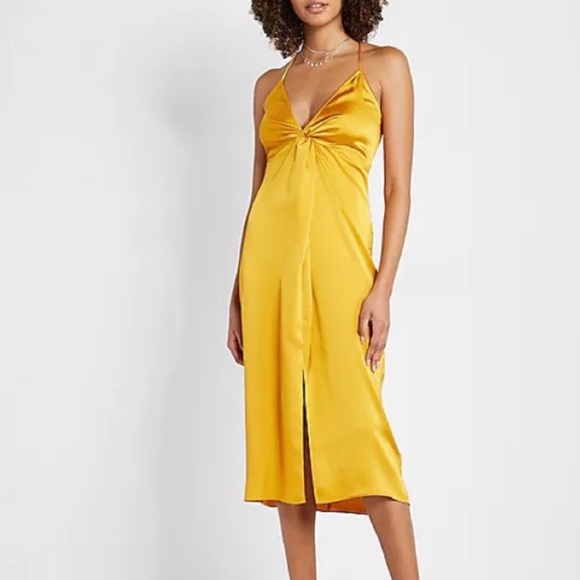 Express Dresses & Skirts - Express Golden Yellow Midi Twist Slip Dress